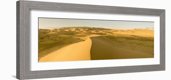 Panorama. Sand Dunes at Sunset. Gobi Desert. Mongolia.-Tom Norring-Framed Photographic Print