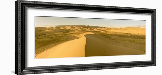 Panorama. Sand Dunes at Sunset. Gobi Desert. Mongolia.-Tom Norring-Framed Photographic Print