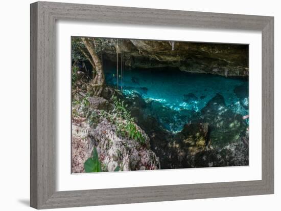 Panorama, Snorkeling Cenote Cavern at Tulum. Cancun. Traveling through Mexico.-diegocardini-Framed Photographic Print