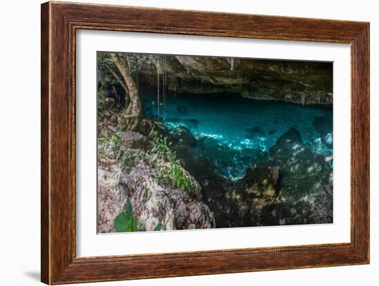 Panorama, Snorkeling Cenote Cavern at Tulum. Cancun. Traveling through Mexico.-diegocardini-Framed Photographic Print