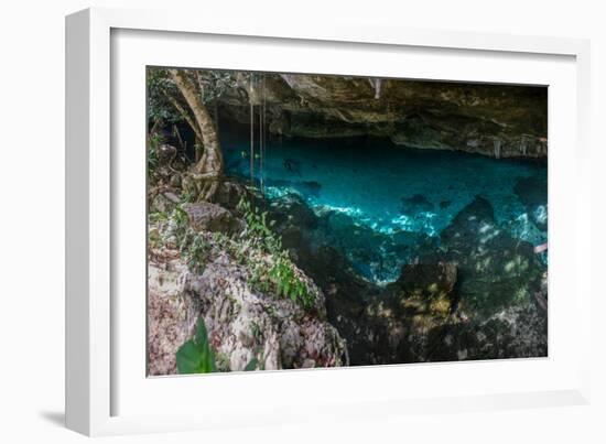 Panorama, Snorkeling Cenote Cavern at Tulum. Cancun. Traveling through Mexico.-diegocardini-Framed Photographic Print