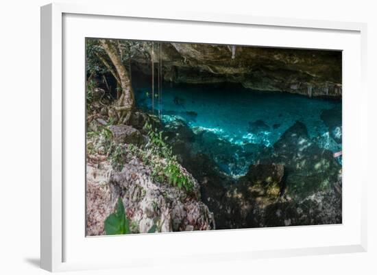 Panorama, Snorkeling Cenote Cavern at Tulum. Cancun. Traveling through Mexico.-diegocardini-Framed Photographic Print