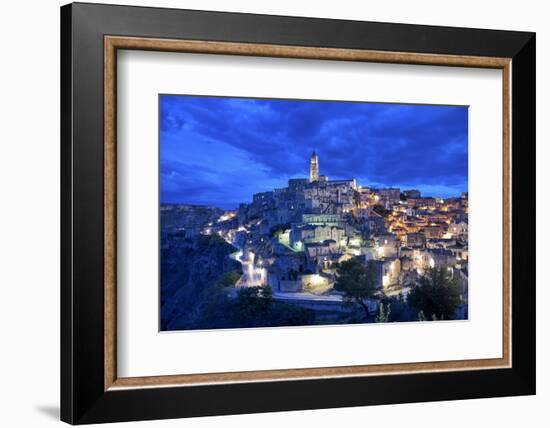 Panorama view of Matera at sunset, Basilicata, Italy, Europe-Marco Brivio-Framed Photographic Print