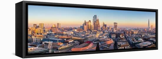 Panoramic aerial view of London City skyline at sunset taken from St. Paul's Cathedral, London-Ed Hasler-Framed Premier Image Canvas