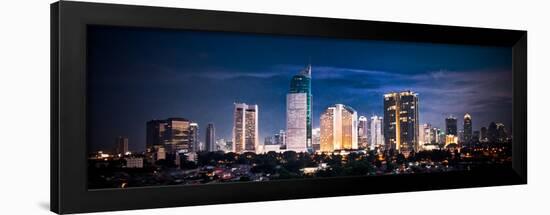 Panoramic Cityscape of Indonesia Capital City Jakarta at Night-Aleksandar Todorovic-Framed Art Print