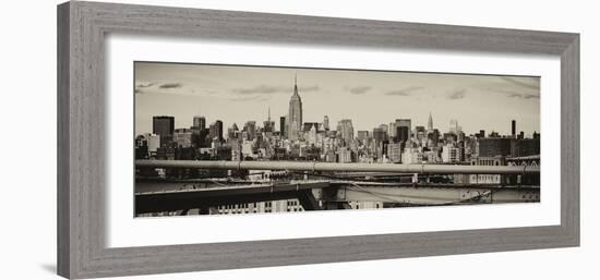 Panoramic Cityscape - View of Brooklyn Bridge with the Empire State Buildings-Philippe Hugonnard-Framed Photographic Print