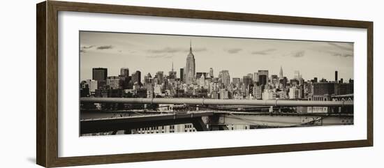 Panoramic Cityscape - View of Brooklyn Bridge with the Empire State Buildings-Philippe Hugonnard-Framed Photographic Print