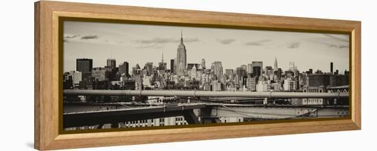 Panoramic Cityscape - View of Brooklyn Bridge with the Empire State Buildings-Philippe Hugonnard-Framed Premier Image Canvas