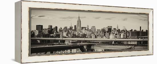 Panoramic Cityscape - View of Brooklyn Bridge with the Empire State Buildings-Philippe Hugonnard-Framed Premier Image Canvas