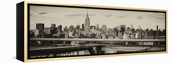 Panoramic Cityscape - View of Brooklyn Bridge with the Empire State Buildings-Philippe Hugonnard-Framed Premier Image Canvas