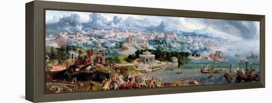 Panoramic Fantasy with the Abduction of Helen, 1535-Maerten van Heemskerck-Framed Premier Image Canvas