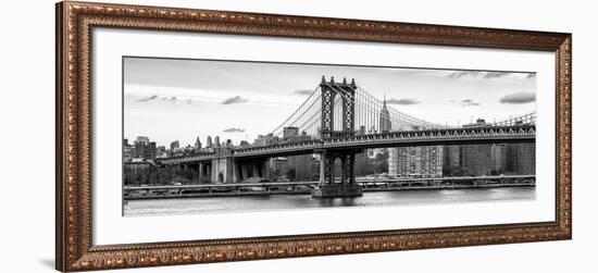 Panoramic Landscape - Manhattan Bridge with the Empire State Building from Brooklyn-Philippe Hugonnard-Framed Photographic Print