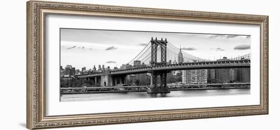 Panoramic Landscape - Manhattan Bridge with the Empire State Building from Brooklyn-Philippe Hugonnard-Framed Photographic Print