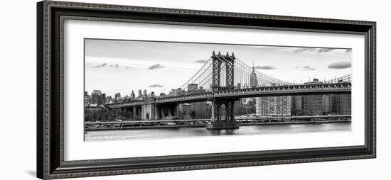 Panoramic Landscape - Manhattan Bridge with the Empire State Building from Brooklyn-Philippe Hugonnard-Framed Photographic Print