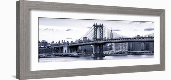 Panoramic Landscape - Manhattan Bridge with the Empire State Building from Brooklyn-Philippe Hugonnard-Framed Photographic Print