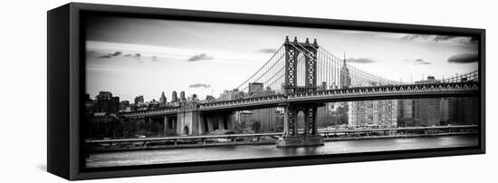 Panoramic Landscape - Manhattan Bridge with the Empire State Building from Brooklyn-Philippe Hugonnard-Framed Premier Image Canvas