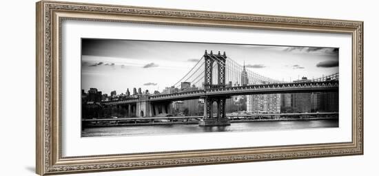 Panoramic Landscape - Manhattan Bridge with the Empire State Building from Brooklyn-Philippe Hugonnard-Framed Photographic Print