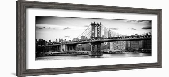 Panoramic Landscape - Manhattan Bridge with the Empire State Building from Brooklyn-Philippe Hugonnard-Framed Photographic Print