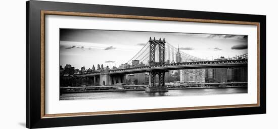 Panoramic Landscape - Manhattan Bridge with the Empire State Building from Brooklyn-Philippe Hugonnard-Framed Photographic Print