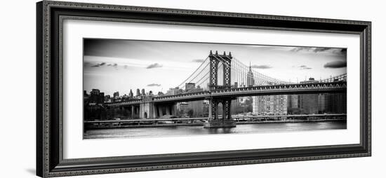 Panoramic Landscape - Manhattan Bridge with the Empire State Building from Brooklyn-Philippe Hugonnard-Framed Photographic Print