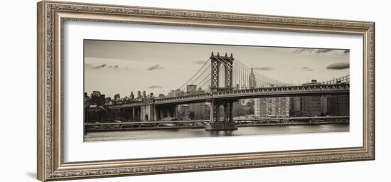 Panoramic Landscape - Manhattan Bridge with the Empire State Building from Brooklyn-Philippe Hugonnard-Framed Photographic Print