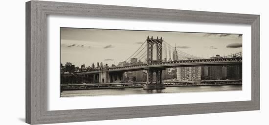 Panoramic Landscape - Manhattan Bridge with the Empire State Building from Brooklyn-Philippe Hugonnard-Framed Photographic Print