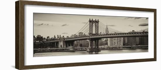 Panoramic Landscape - Manhattan Bridge with the Empire State Building from Brooklyn-Philippe Hugonnard-Framed Photographic Print