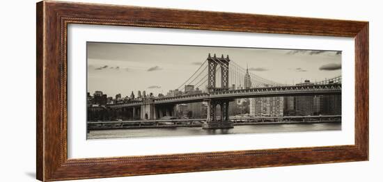 Panoramic Landscape - Manhattan Bridge with the Empire State Building from Brooklyn-Philippe Hugonnard-Framed Photographic Print