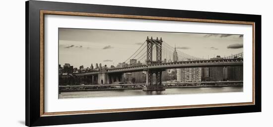 Panoramic Landscape - Manhattan Bridge with the Empire State Building from Brooklyn-Philippe Hugonnard-Framed Photographic Print