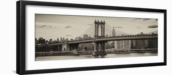 Panoramic Landscape - Manhattan Bridge with the Empire State Building from Brooklyn-Philippe Hugonnard-Framed Photographic Print