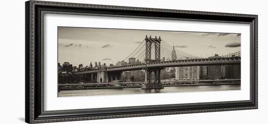 Panoramic Landscape - Manhattan Bridge with the Empire State Building from Brooklyn-Philippe Hugonnard-Framed Photographic Print