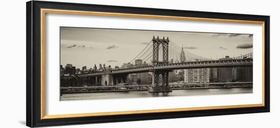 Panoramic Landscape - Manhattan Bridge with the Empire State Building from Brooklyn-Philippe Hugonnard-Framed Photographic Print