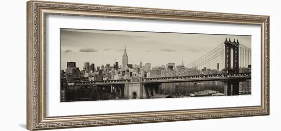 Panoramic Landscape View of Midtown NY with Manhattan Bridge and the Empire State Building-Philippe Hugonnard-Framed Photographic Print