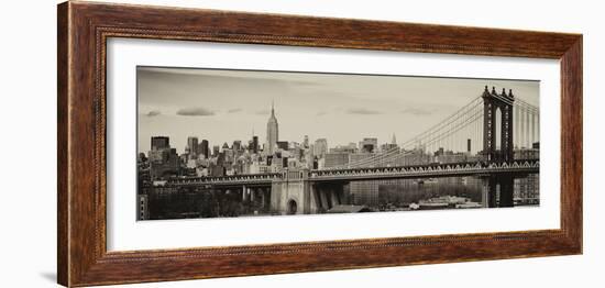 Panoramic Landscape View of Midtown NY with Manhattan Bridge and the Empire State Building-Philippe Hugonnard-Framed Photographic Print