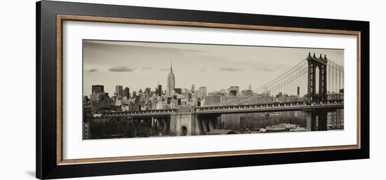 Panoramic Landscape View of Midtown NY with Manhattan Bridge and the Empire State Building-Philippe Hugonnard-Framed Photographic Print