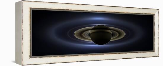 Panoramic Mosaic of the Saturn System Backlit by the Sun-null-Framed Premier Image Canvas