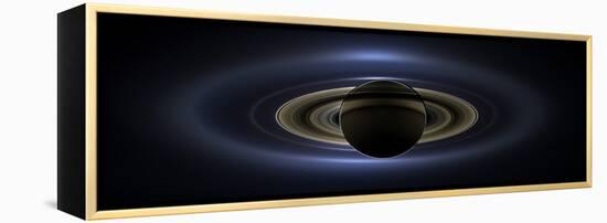 Panoramic Mosaic of the Saturn System Backlit by the Sun-null-Framed Premier Image Canvas