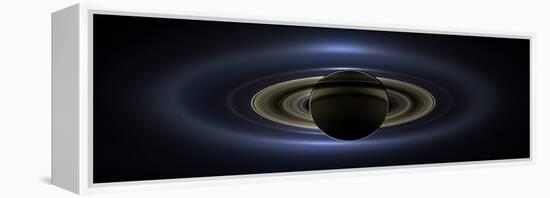 Panoramic Mosaic of the Saturn System Backlit by the Sun-null-Framed Premier Image Canvas