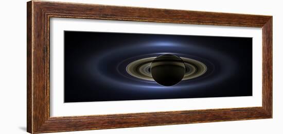 Panoramic Mosaic of the Saturn System Backlit by the Sun--Framed Photographic Print