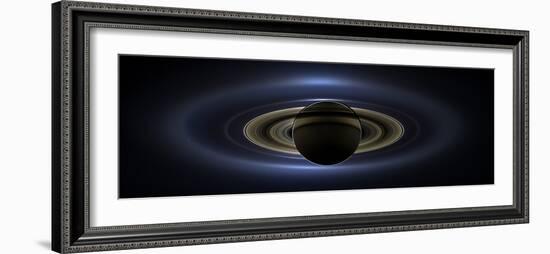 Panoramic Mosaic of the Saturn System Backlit by the Sun-null-Framed Photographic Print