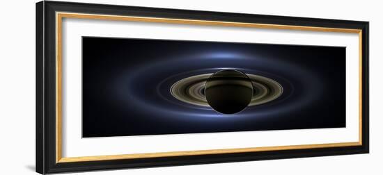 Panoramic Mosaic of the Saturn System Backlit by the Sun--Framed Photographic Print