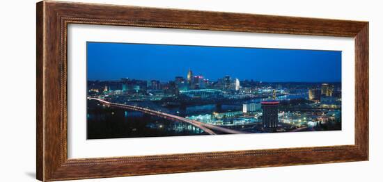 Panoramic Night Shot of Cincinnati Skyline and Lights-null-Framed Photographic Print