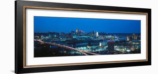 Panoramic Night Shot of Cincinnati Skyline and Lights-null-Framed Photographic Print