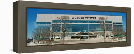 Panoramic of Delta Center building, Salt Lake City, UT-null-Framed Premier Image Canvas