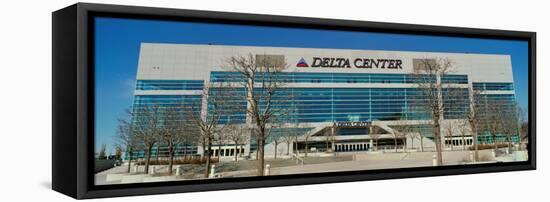 Panoramic of Delta Center building, Salt Lake City, UT-null-Framed Premier Image Canvas