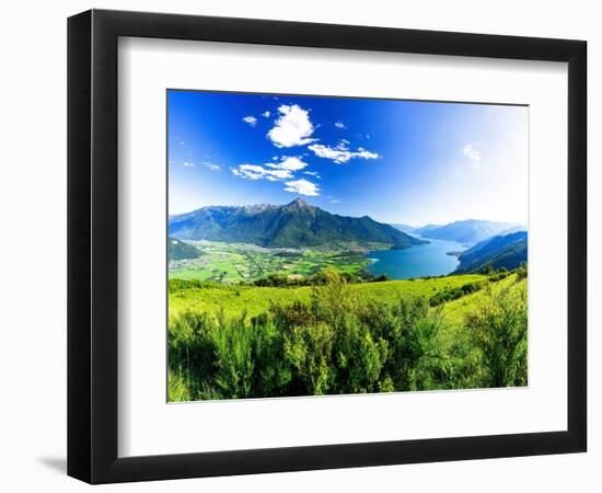 Panoramic of Monte Legnone and Alto Lario from green meadows above Lake Como-Roberto Moiola-Framed Photographic Print