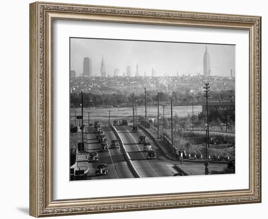 Panoramic of New York City Skyline Seen from New Jersey-Andreas Feininger-Framed Photographic Print