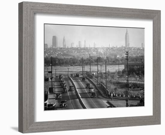Panoramic of New York City Skyline Seen from New Jersey-Andreas Feininger-Framed Photographic Print