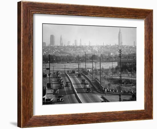 Panoramic of New York City Skyline Seen from New Jersey-Andreas Feininger-Framed Photographic Print