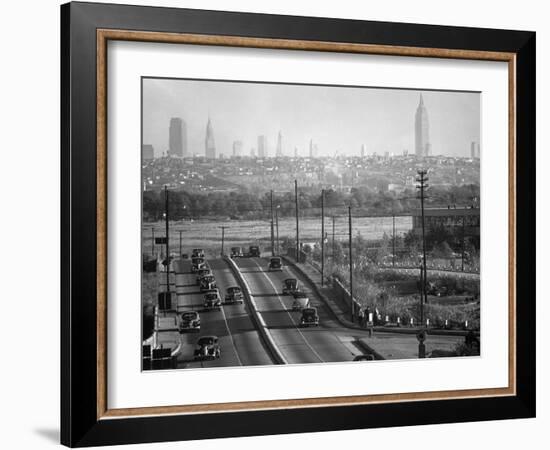 Panoramic of New York City Skyline Seen from New Jersey-Andreas Feininger-Framed Photographic Print